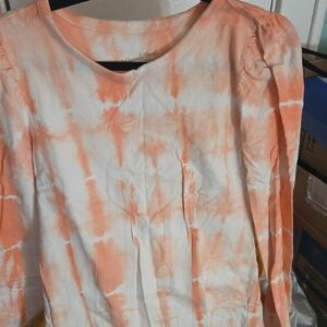 Universal Thread Orange and White Tie-Dye Blouse